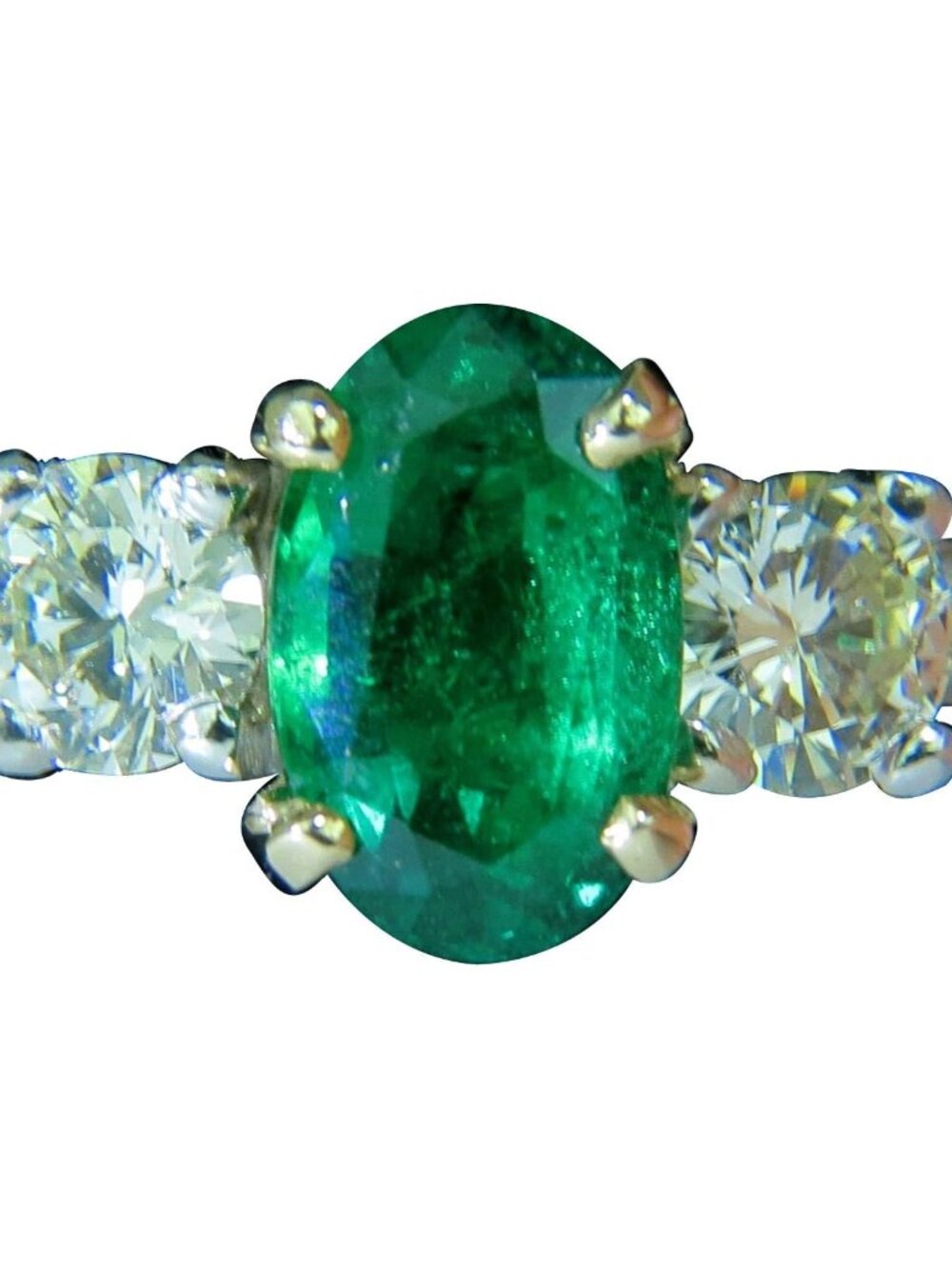 3.05CT NATURAL EMERALD DIAMOND RING 14KT GOLD CLASSIC*